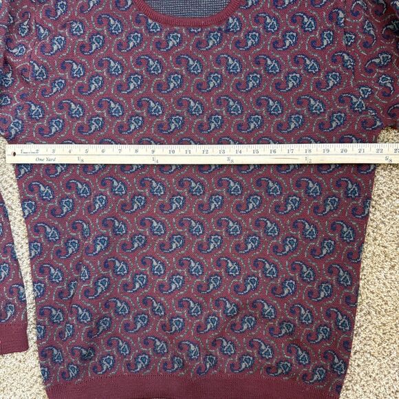 James River Traders Vintage 100% Virgin Wool Paisley Sweater 90s Dad Sz L EUC - Picture 7 of 10